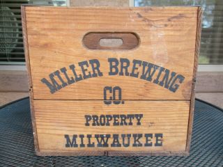 Vintage 1940s 1950s Miller Beer Bottle Wood Crate,  Advertising Case 3