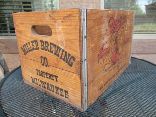 Vintage 1940s 1950s Miller Beer Bottle Wood Crate,  Advertising Case 4