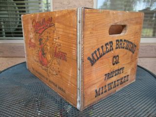Vintage 1940s 1950s Miller Beer Bottle Wood Crate,  Advertising Case 6