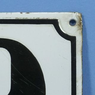 Antique French Porcelain Enameled Metal Sign HOUSE NUMBER 9 Arrow White Black 3