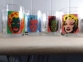 Andy Warhol Marilyn Monroe Double Old Fashioned Glasses Block Set Of 4