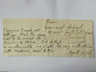 John Montagu - Earl Sandwich - (captain Cook) - Autograph Note - 1769