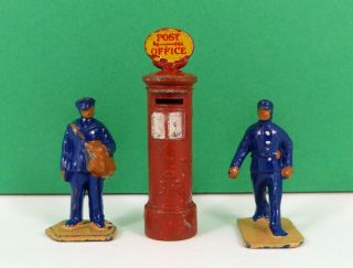 Pre War Dinky Toys Gpo Pillar Box No 12a,  Telegraph Messenger 12d & Postman 12e