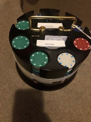 Solid Wood Poker Chip Caddy With Chips