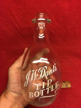 Vintage Jw Dant Kentucky Bourbon Pinch Bottle Tip 1950s Whiskey Liquor Bar Flask