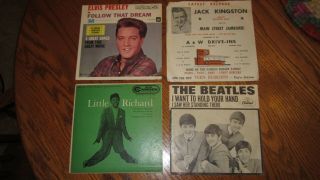- 4 Vintage 45 Rpm Records,  Beatles/elvis/little Richard/jack Kingston