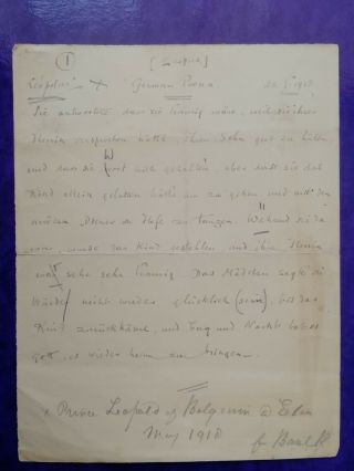 Leopold Iii - King Of The Belgians - Rare Autograph Manuscript - Eton 1918