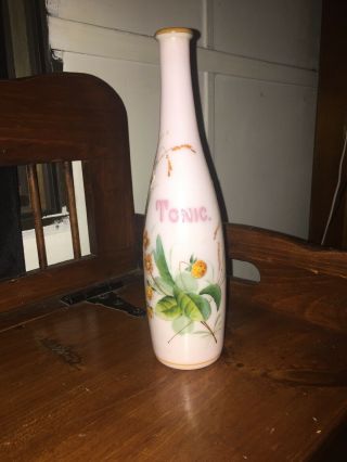 Vintage Hand Painted Hair Tonic Glass Bottle