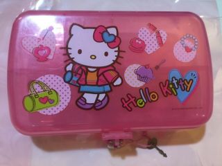 Vintage Sanrio Hello Kitty Plastic Pencil Storage Case Box Pink