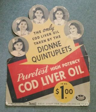 Rexall Drug Store Cod Liver Oil,  Dionne Quintuplets Store Sign,  1940