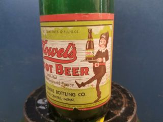 Rare Early 1900 ' s Vintage Howel ' s Root Beer Paper Label 12oz Green Bottle 2