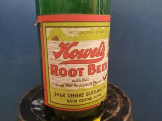 Rare Early 1900 ' s Vintage Howel ' s Root Beer Paper Label 12oz Green Bottle 3