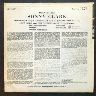 SONNY CLARK Sonny ' s Crib w/ John Coltrane BLUE NOTE LP 1576 Mono RVG NY 23 3