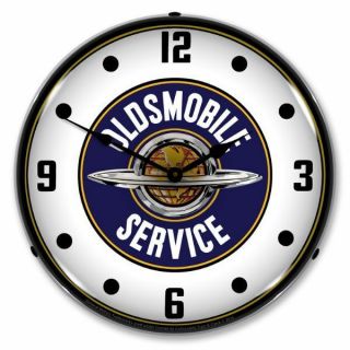 Oldsmobile Service Backlit Lighted Retro Advertising Clock -