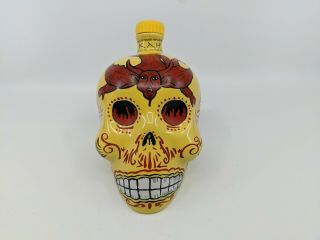 Kah Tequila Agave Sugar Skull Day Of Dead Yellow Red Devil 750ml Bottle Empty 2
