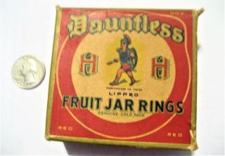 Jar Rubbers Box " Dauntless Fruit Jar Rings " Terre Haute Evansville Ind.  Mattoon