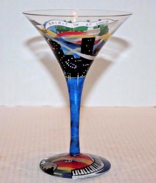 Lolita " St.  Louis - Tini " Spirit Of St.  Louis Hand Painted Martini Glass