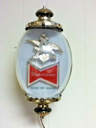 Budweiser Beer Sign Vintage Wall Sconce Lamp Light Bubble Style Lighted Bow - Tie