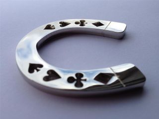 Silver Horseshoe Lucky Suited Heavy Poker Card Guard Hand Protector