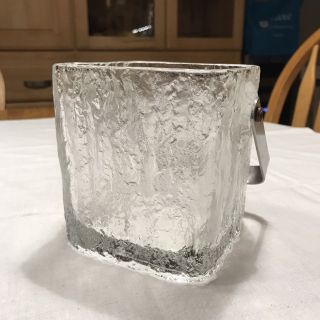 Vintage Hoya Square Ice Bucket Melting Ice Cube Danish Modern Crystal Or Glass