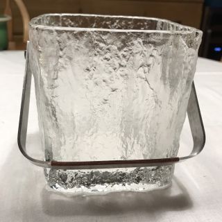 Vintage Hoya Square Ice Bucket Melting Ice Cube Danish Modern Crystal Or Glass 2