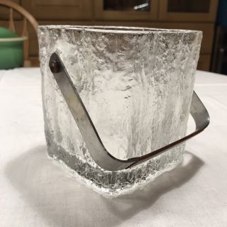 Vintage Hoya Square Ice Bucket Melting Ice Cube Danish Modern Crystal Or Glass 3
