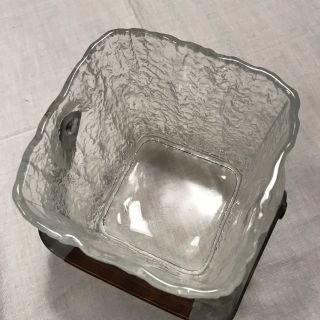 Vintage Hoya Square Ice Bucket Melting Ice Cube Danish Modern Crystal Or Glass 5