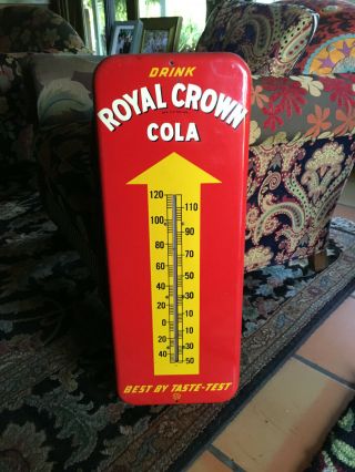 1940s Rc Royal Crown Cola Large 25 Inch Metal Thermometer