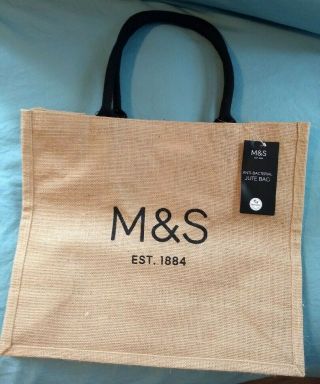 2 Marks And Spencer London (m&s) Jute Shopping Tote Bags