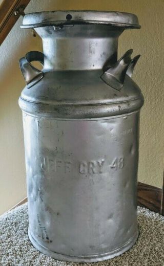 1948 Jefferson Creamery Advertising 10 Gallon Milk Can,  Jefferson,  Iowa Rare