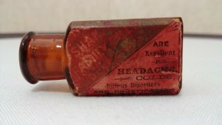 The Shaker Family Pills,  A J White Medicine Amber Bottle Full & Still