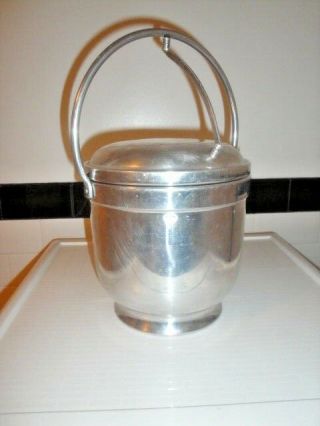 Vintage Machine Age Spun Aluminum Ice Bucket With Automatic Hinge Top $15