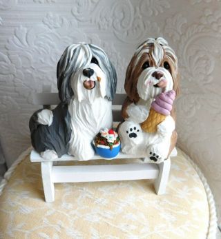 Bearded Collie Pair Summer Ice Cream Day Sculpture Clay By Raquel At Thewrc