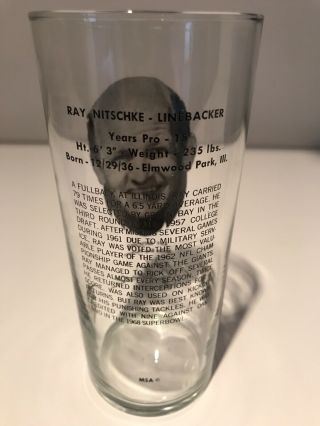 Vintage 1970s Ray Nitschke Green Bay Packers Pizza Hut Glass 2