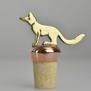 Antique Wmf Arts & Crafts Bottle Stopper / Stop Copper & Brass Art Nouveau Dog
