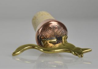 Antique WMF Arts & Crafts Bottle Stopper / Stop Copper & Brass Art Nouveau Dog 3