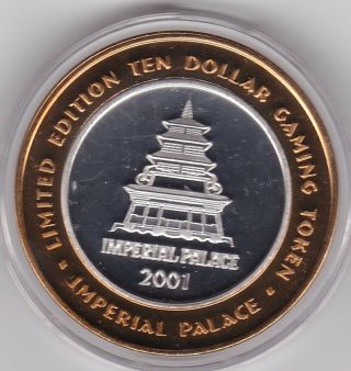 $10 Silver Strike Imperial Palace Las Vegas 2001 Pagoyta Nicely Frosted