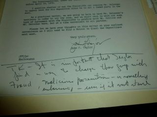 John DELOREAN Handwritten Note About Charging Opponent w/ Fraud 2