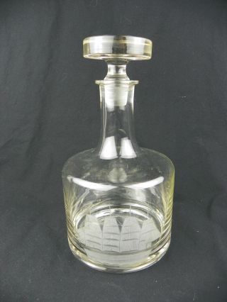 Vintage Glass Liquor Whiskey Decanter Tall Ship Etched