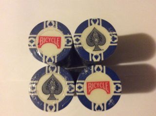 Bicycle Blue Poker Chips Spade Style Rare 100 Ct