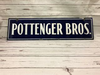 Double Sided Porcelain Advertising Sign Pottenger Bros Warsaw,  In Hardware Store