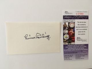 Linus Pauling Signed Autographed 3x5 Card Jsa Certified Nobel Prize