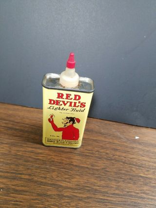Vintage Lighter Fluid 4 Oz Can Red Devil Empty