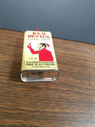 Vintage lighter fluid 4 oz can red devil empty 5