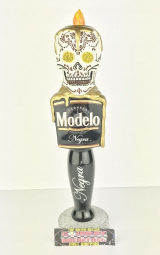 Negra Modelo Cerveza Day Of The Dead Skull Beer Tap Handle 11” Tall - Rare
