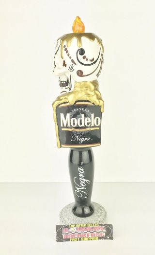 Negra Modelo Cerveza Day Of The Dead Skull Beer Tap Handle 11” Tall - RARE 2