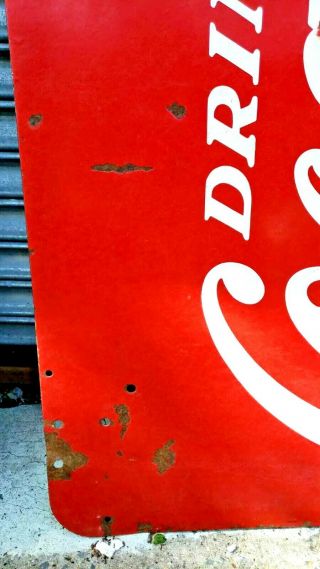 Very Large 1940 ' s Coca Cola Double Sided Pop Gas Station 60x30 Sign 6