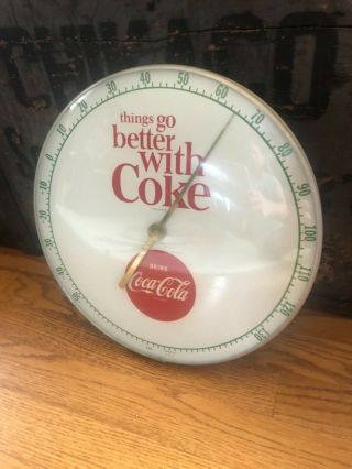 Early 1960’s Things Go Better W/ Coke Thermometer Sign Advertising 12” Soda Pop