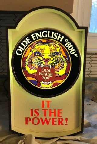 Vintage Old English 800 Malt Liquor Beer Lighted Sign Lit Electric Tiger