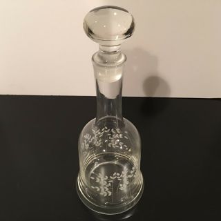 Vintage Crystal Liquor Wine Decanter With Stopper Etched Vines Leafs